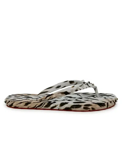 Christian Louboutin Vintage Rose Rubber Super Loubi Flat Flip Thongs In Pink