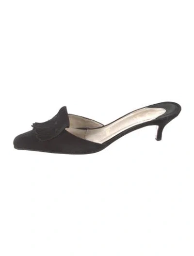 Pre-owned Christian Louboutin Vintage Satin Mules In Black