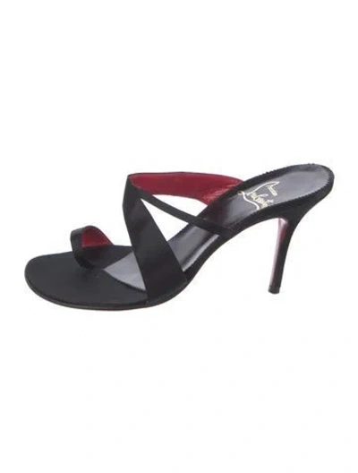 Pre-owned Christian Louboutin Vintage Satin Slides In Black
