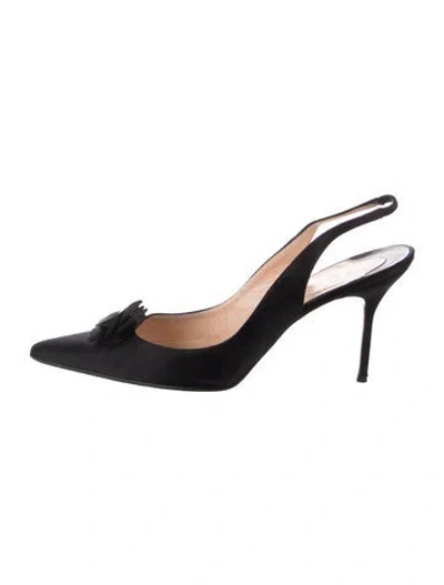 Pre-owned Christian Louboutin Vintage Satin Slingback Pumps In Black