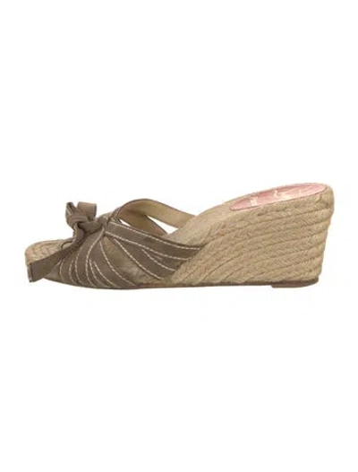 Pre-owned Christian Louboutin Vintage Suede Espadrilles In Neutral