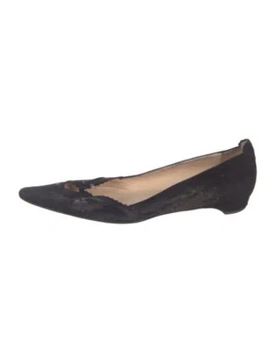 Pre-owned Christian Louboutin Vintage Suede Flats In Blue