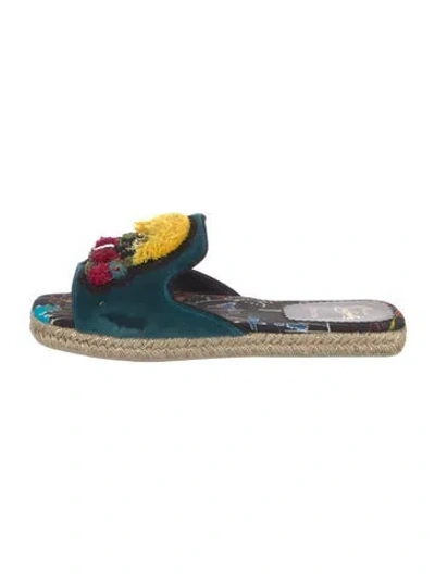 Pre-owned Christian Louboutin Vintage Velvet Slides In Blue