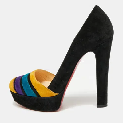 Pre-owned Christian Louboutin Viva Bella Size 37 Multicolor Suede Platform Pumps