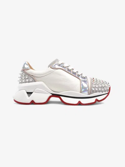 Christian Louboutin Vrs 2018 Orlato Flat Sneakers / Silver Leather In White