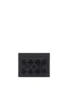 Christian Louboutin Textured Black Leather Cardholder With Metallic Logo In Black