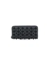Christian Louboutin Panettone Studded Zip-around Wallet In Black