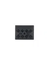 Christian Louboutin Textured Black Leather Cardholder With Metallic Logo In Black