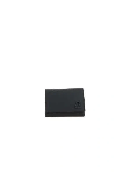 Christian Louboutin Logo Plaque Wallet In Black+black
