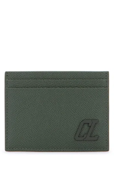 Christian Louboutin Groovy Textured Finish Wallets & Cardholders In Green