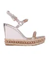 Christian Louboutin Pyraclou Espadrille Wedge Sandal In Nude