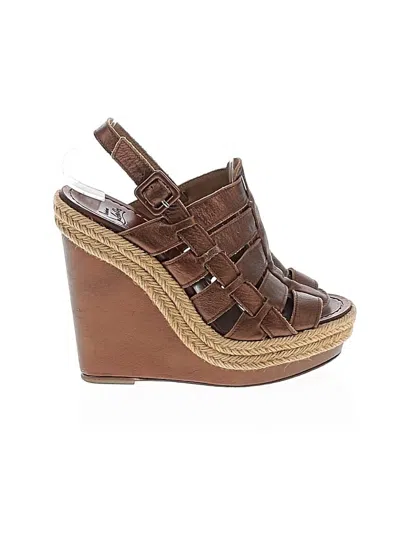 Pre-owned Christian Louboutin Wedges In Brown