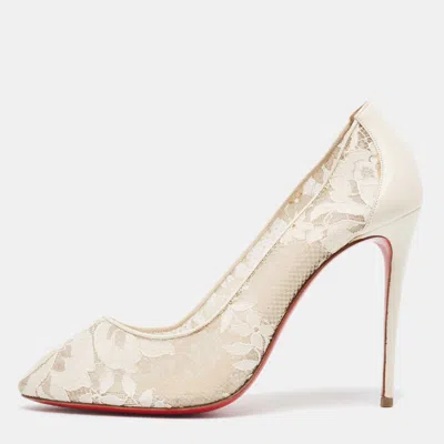 Pre-owned Christian Louboutin White Lace Dorissima Pumps Size 40