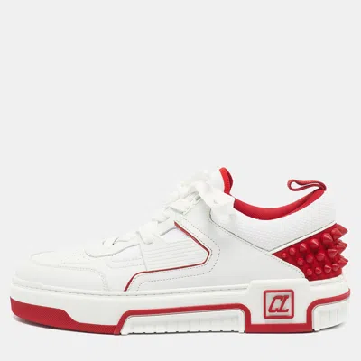 Pre-owned Christian Louboutin White Leather And Mesh Astroloubi Sneakers Size 43