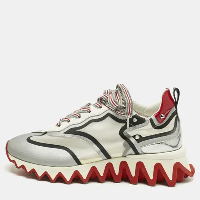 Pre-owned Christian Louboutin White Leather And Mesh Sharkina Low Top Sneakers Size 36