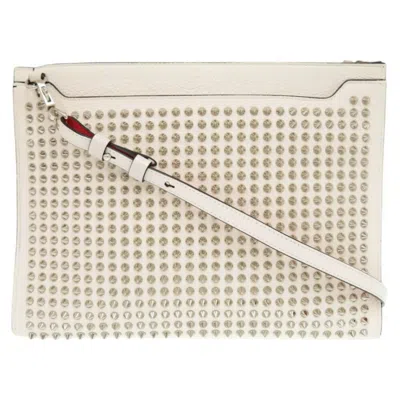 Pre-owned Christian Louboutin White Leather Clutch Bag Pouch Shoulder Bag ()