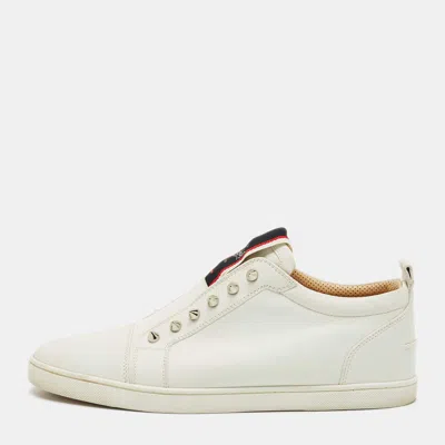Pre-owned Christian Louboutin White Leather F.a.v Fique A Vontade Slip On Sneakers Size 43