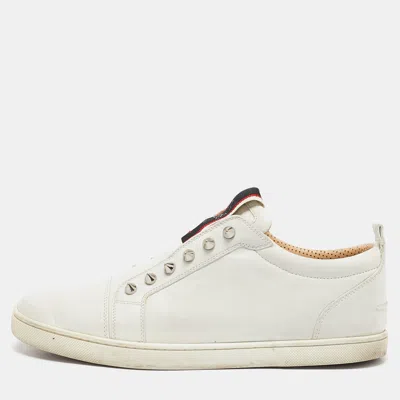 Pre-owned Christian Louboutin White Leather F.a.v Fique A Vontade Trainers Size 40