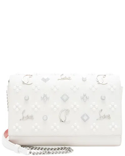 Pre-owned Christian Louboutin White Leather Loubinthesky Paloma Wallet On Chain  (authentic Pre-loved)