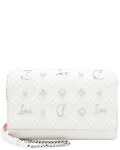 Pre-owned Christian Louboutin White Leather Loubinthesky Paloma Wallet On Chain  (authentic Pre-loved)