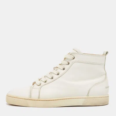 Pre-owned Christian Louboutin White Leather Louis High Top Sneakers Size 41