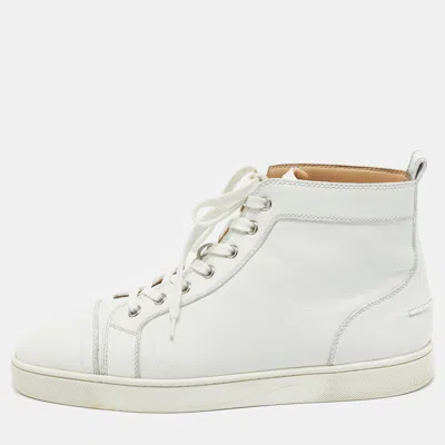 Pre-owned Christian Louboutin White Leather Louis High Top Sneakers Size 43