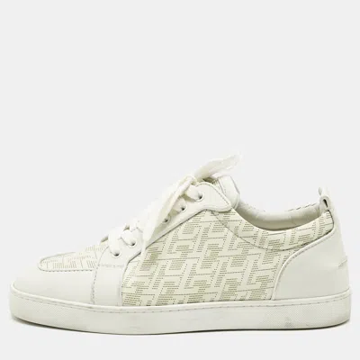 Pre-owned Christian Louboutin White Leather Louis Junior Lace Up Sneakers Size 42.5