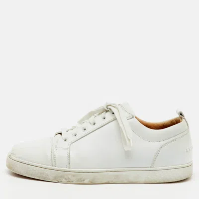 Pre-owned Christian Louboutin White Leather Louis Junior Low Top Sneakers Size 45