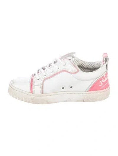 Pre-owned Christian Louboutin Babies' White Leather Low Top Sneakers In Pink/white