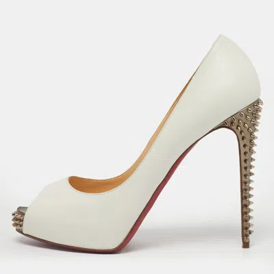 Pre-owned Christian Louboutin White Leather New Very Prive Peep Toe Pumps Size 41