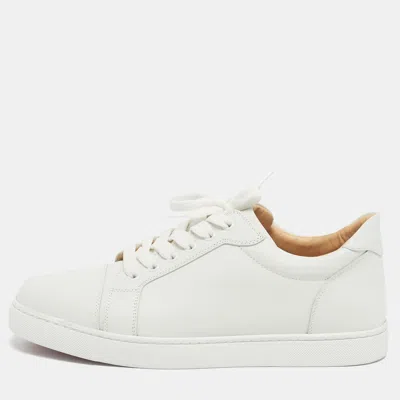 Pre-owned Christian Louboutin White Leather Vieira Sneakers Size 41