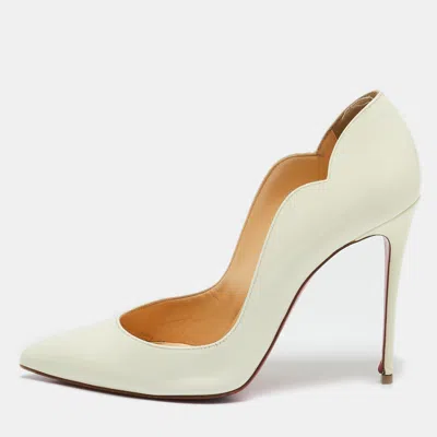 Pre-owned Christian Louboutin White Patent Leather Hot Chick Pumps Size 38