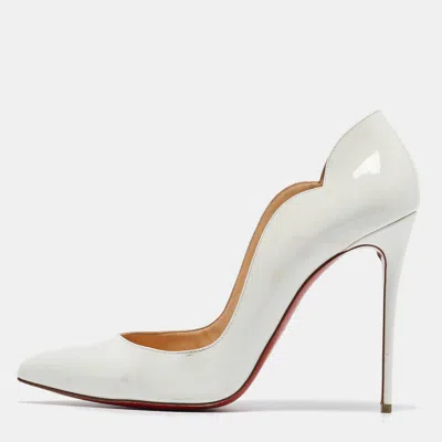 Pre-owned Christian Louboutin White Patent Leather Hot Chick Pumps Size 41