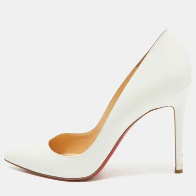 Pre-owned Christian Louboutin White Patent Leather Pigalle Pumps Size 40