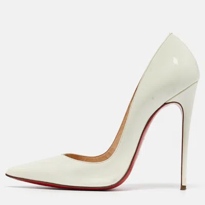 Pre-owned Christian Louboutin White Patent Leather So Kate Pumps Size 38.5
