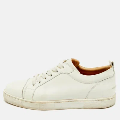 Pre-owned Christian Louboutin White/gold Leather And Croc Embossed Leather Vieirissima Sneakers Size 40