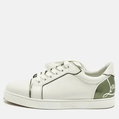 Pre-owned Christian Louboutin White/green Leather Fun Vieira Low Top Sneakers Size 38