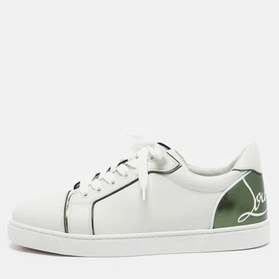 Pre-owned Christian Louboutin White/green Leather Fun Vieira Sneakers Size 41