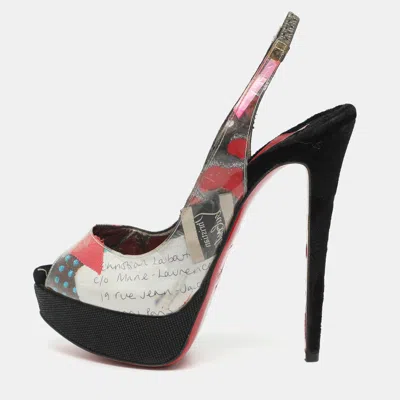 Pre-owned Christian Louboutin Winter Trash Size 36.5 Multicolor Pvc Slingback Platform Peep Toe Pumps