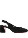 Christian Louboutin Block Heel Sandals Round Toe In Black