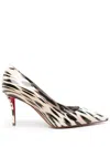 Christian Louboutin Miss Z Gigi 80 Leopard-print Patent-leather Point-toe Pumps