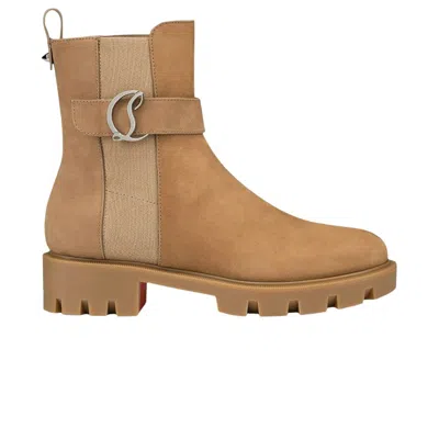 Pre-owned Christian Louboutin Wmns Cl Chelsea Booty Lug Flat 'roca' | Tan | Women's Size 39 In Brown