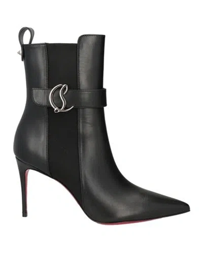 Christian Louboutin Woman Ankle Boots Black Size 6.5 Calfskin, Textile Fibers