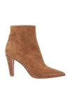 Christian Louboutin Suede Studded Ankle Boots In Beige