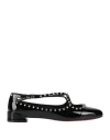 Christian Louboutin Black Patent Leather Pilouta Jane Spikes Flat Ballerinas In Black