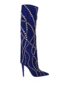 Christian Louboutin Astrilarge Botta Pika Red Sole Studded Suede Knee-high Boots In Blue