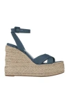 Christian Louboutin Woman Espadrilles Blue Size 8 Textile Fibers