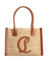 Christian Louboutin Womens By My Side Mini Raffia And Leather Large Tote Bag Natural In Brown