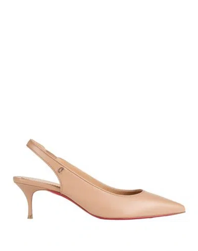 Christian Louboutin Woman Pumps Camel Size 10 Leather In Sand