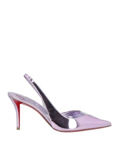 Christian Louboutin Woman Pumps Lilac Size 8 Leather, Pvc - Polyvinyl Chloride In Purple
